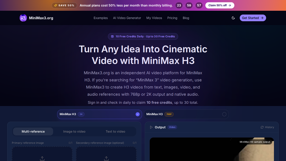 Screenshot of MiniMax3 AI