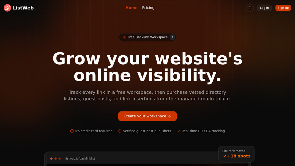 Screenshot of ListWeb
