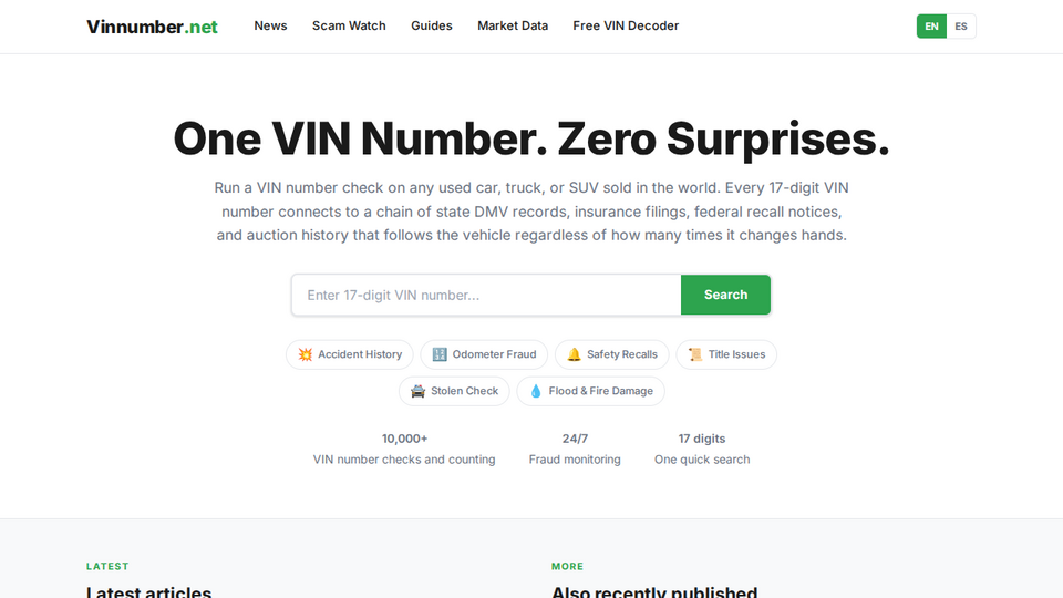 Screenshot of VinNumber.net