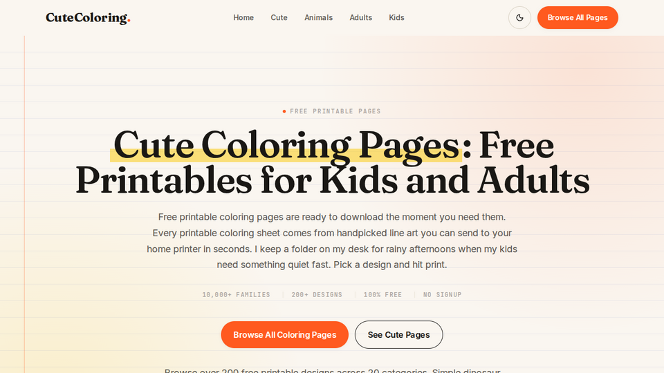 Screenshot of Cute Coloring Pages