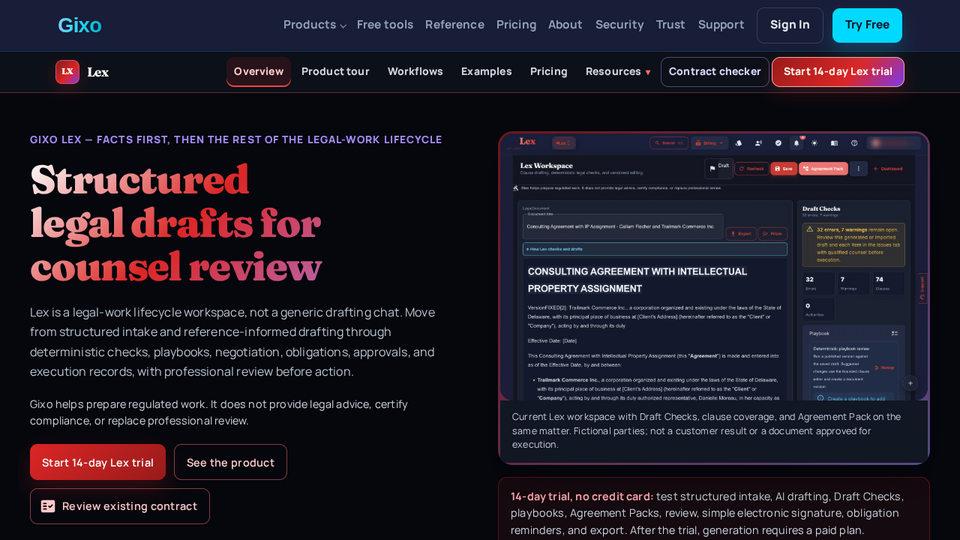 Screenshot of Gixo Lex