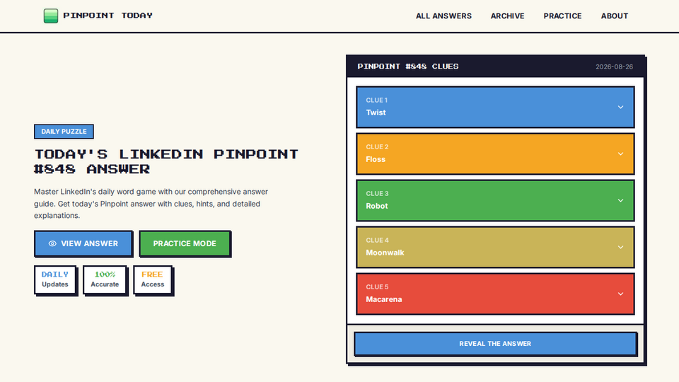 Screenshot of Pinpoint Today
