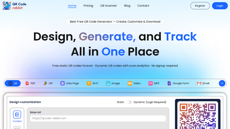 Screenshot of QR Code Generator : QRCR