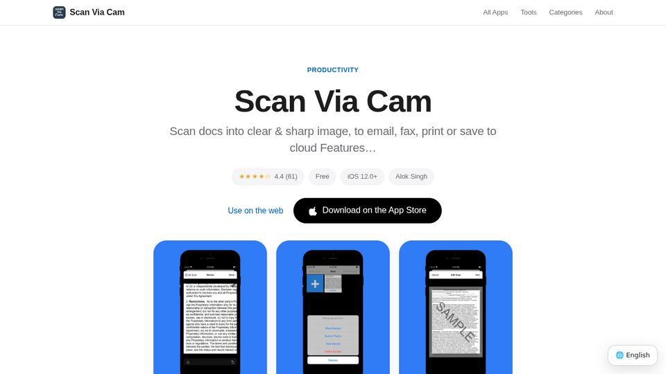 Screenshot of Scan Via Cam