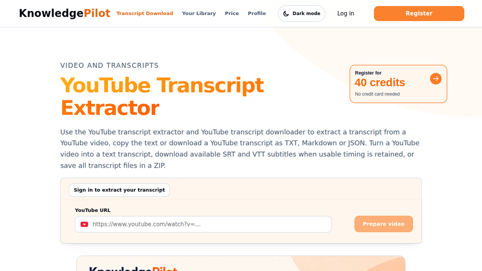 Screenshot of Youtube Transcripts
