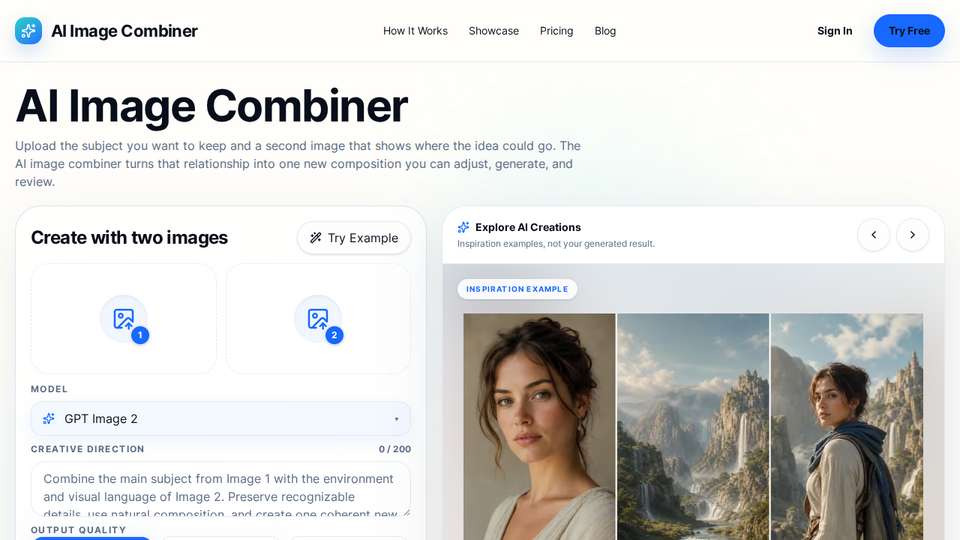 Screenshot of AI Image Combiner