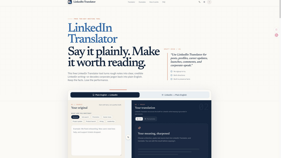 Screenshot of LinkedIn Translator
