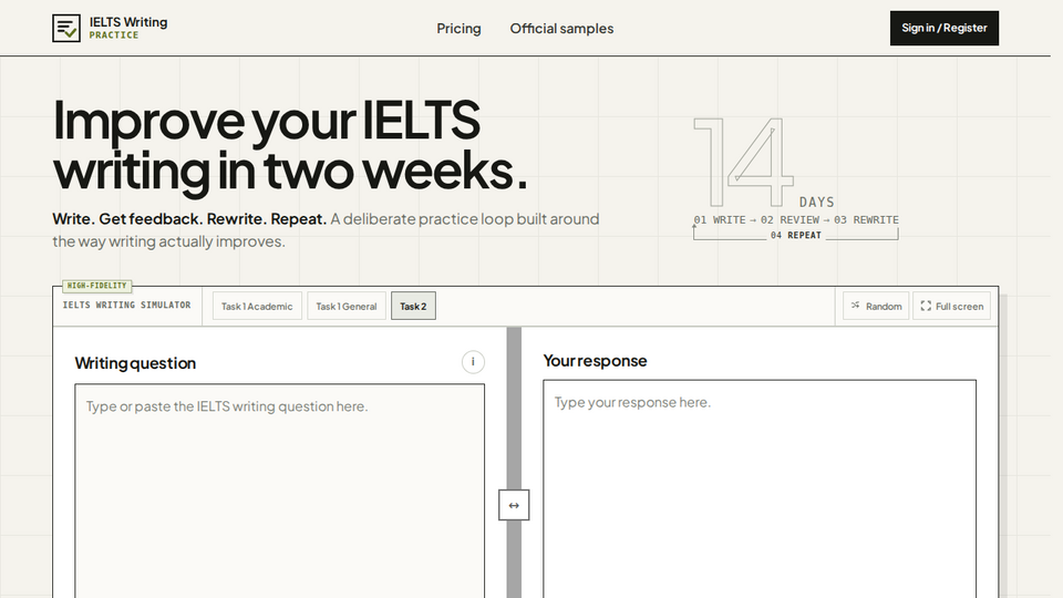 Screenshot of IELTS Writing Practice