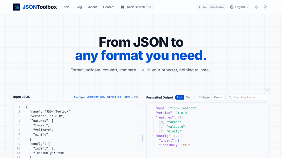 Screenshot of JSON Toolbox