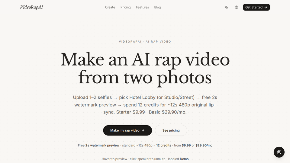 Screenshot of VideoRapAI