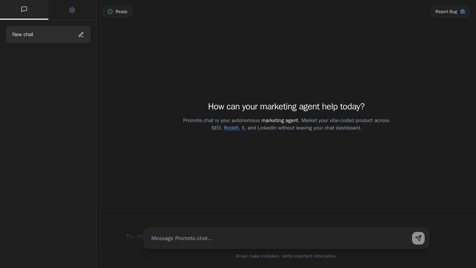 Screenshot of Promote.chat