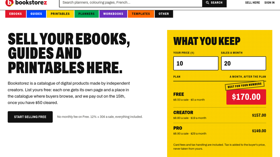 Screenshot of Bookstorez