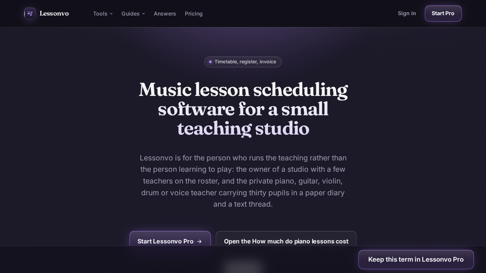 Screenshot of Lessonvo