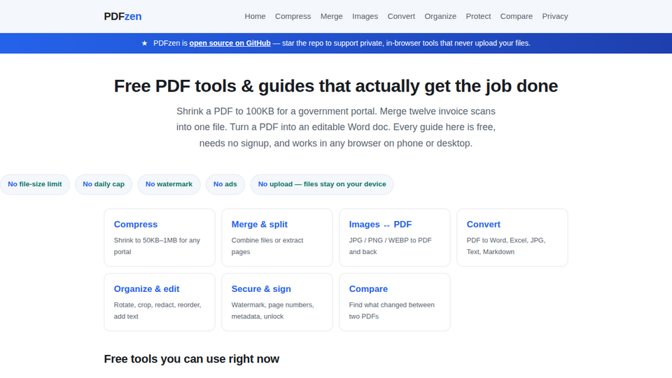 Screenshot of PDFzen