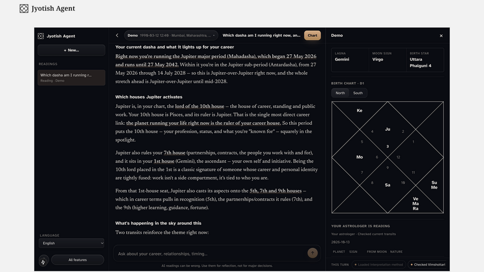Screenshot of Jyotish Agent