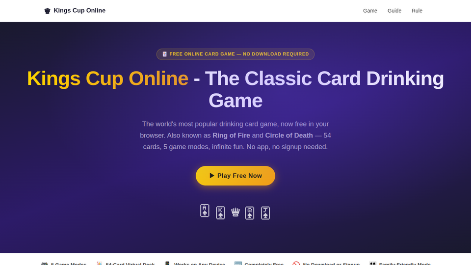 Screenshot of Kings Cup Online