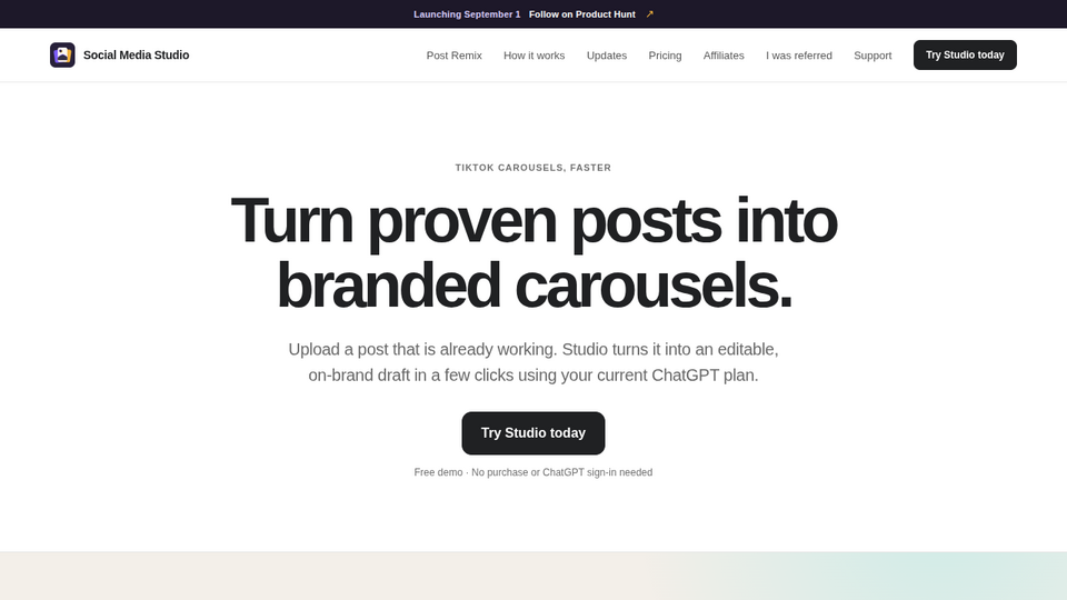 Screenshot of Social Media Studio