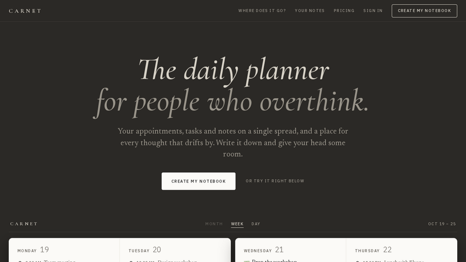 Screenshot of Carnet