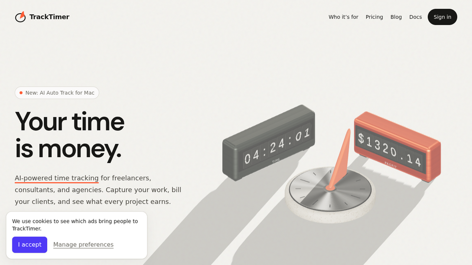 Screenshot of TrackTimer