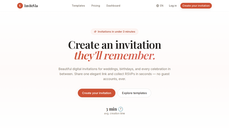 Screenshot of InviteVia Online Invites