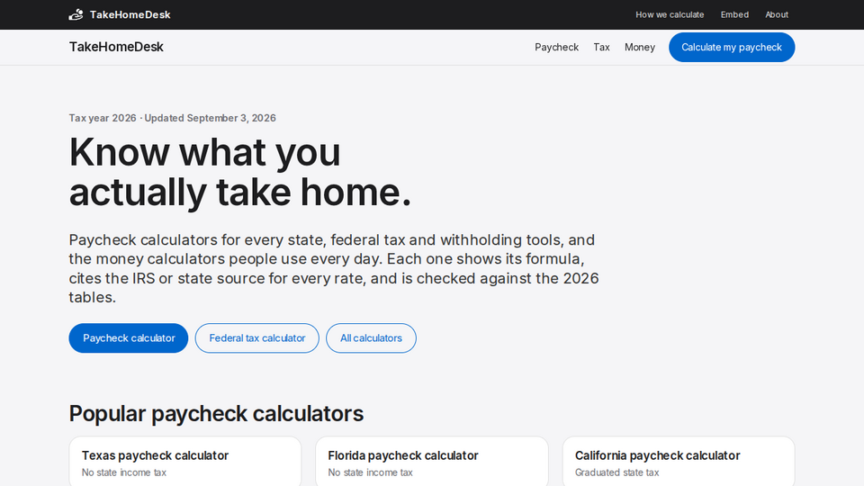 Screenshot of TakeHomeDesk