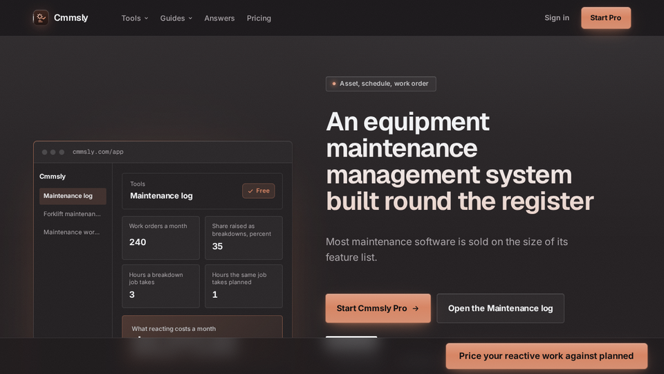 Screenshot of Cmmsly
