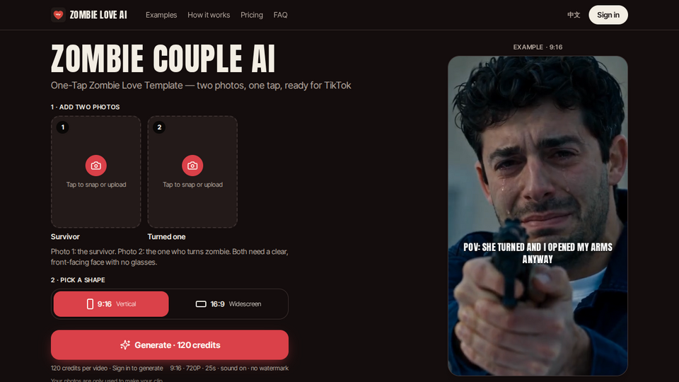 Screenshot of Zombie Couple AI App