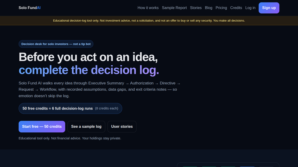 Screenshot of Solo Fund AI