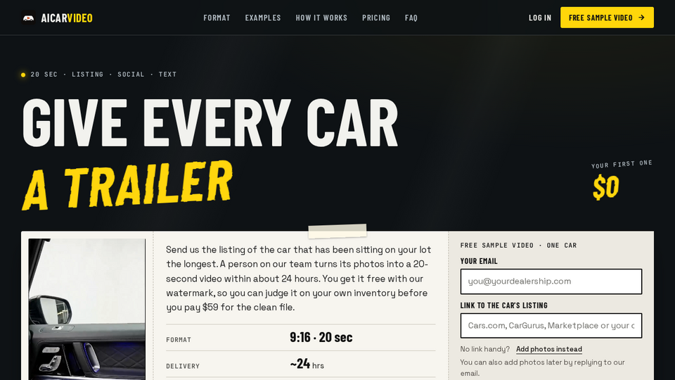 Screenshot of AI Car Video