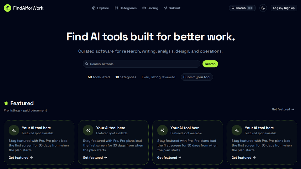 Screenshot of FindAIforWork