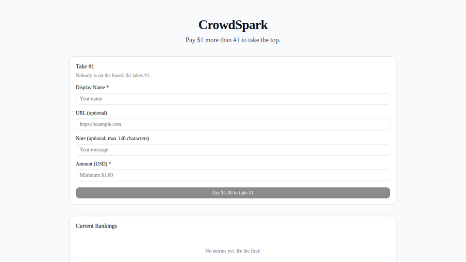 Screenshot of CrowdSpark