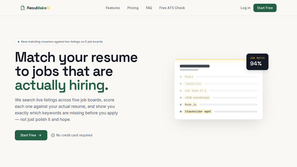 Screenshot of ResuMakeAi