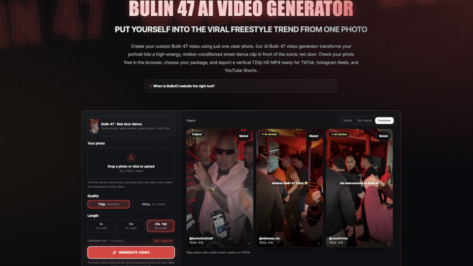 Screenshot of Bulin 47 AI Video Genera