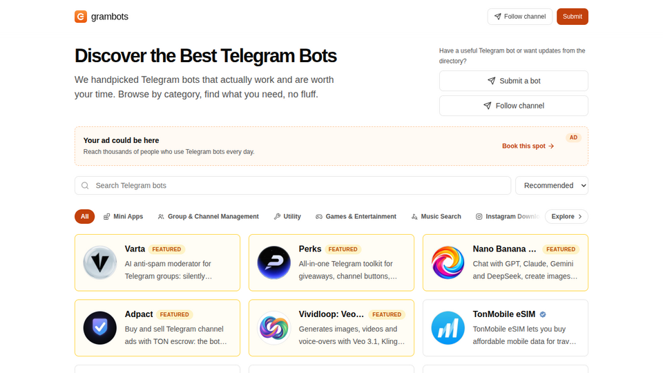 Screenshot of GramBots