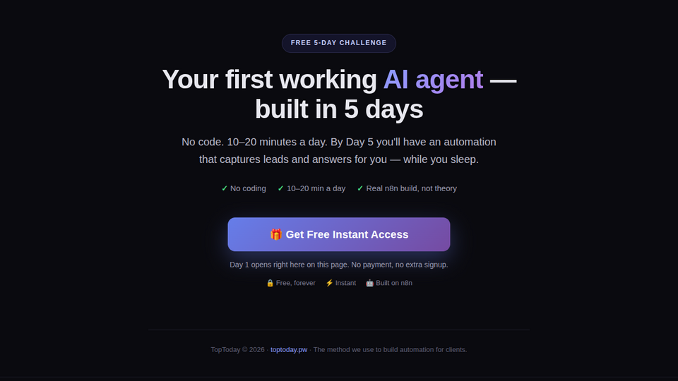 Screenshot of TopToday AI Challenge