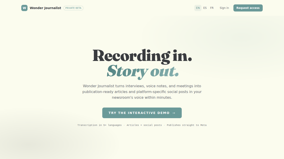 Screenshot of Wonder Journalist