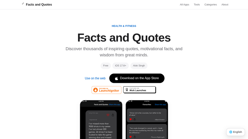 Screenshot of Facts and Quotes
