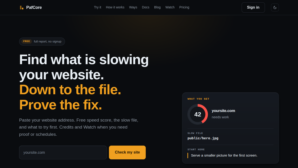 Screenshot of PafCore