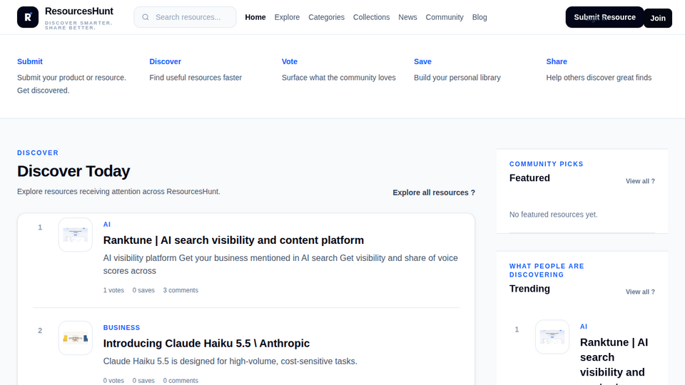 Screenshot of ResourcesHunt