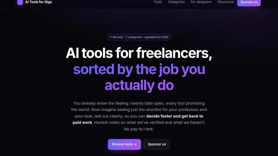 Screenshot of AI Tools for Gigs