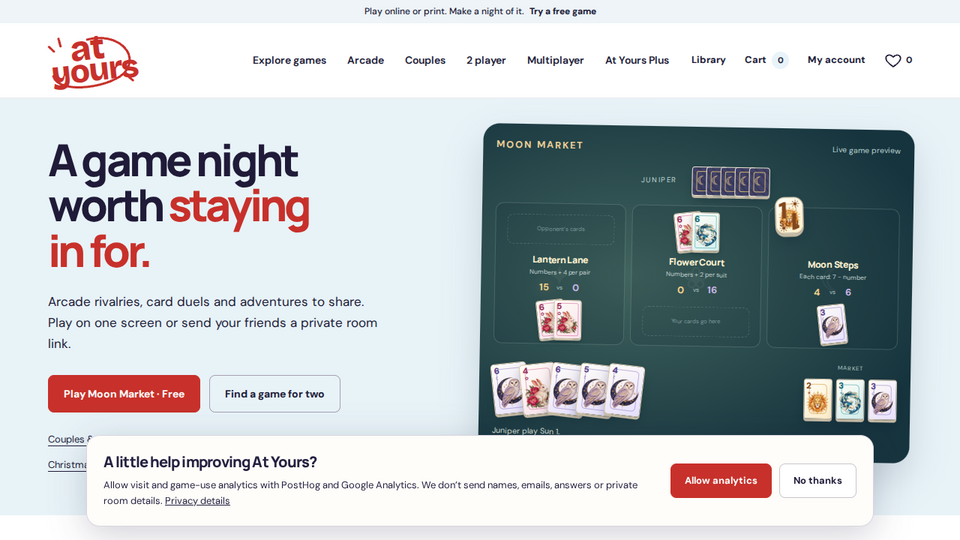 Screenshot of At Yours
