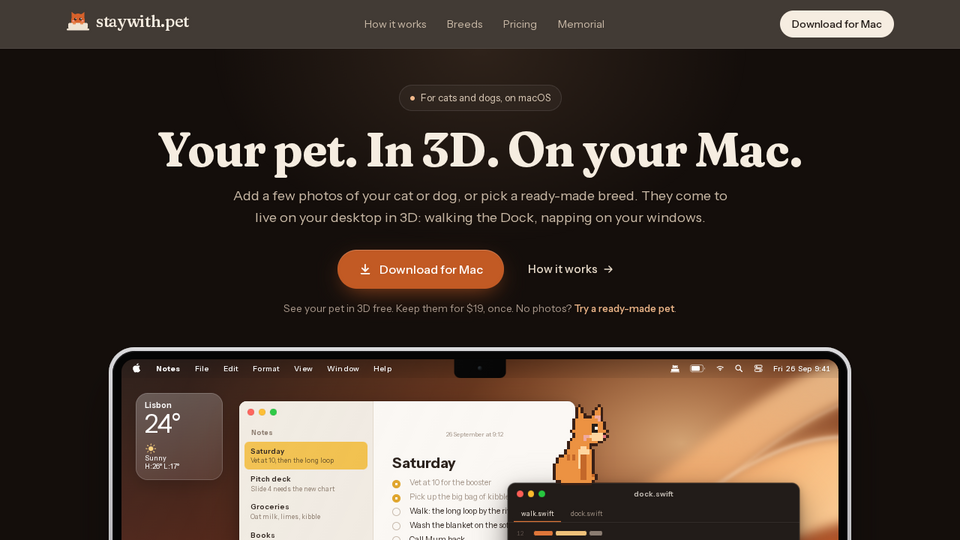 Screenshot of staywith.pet