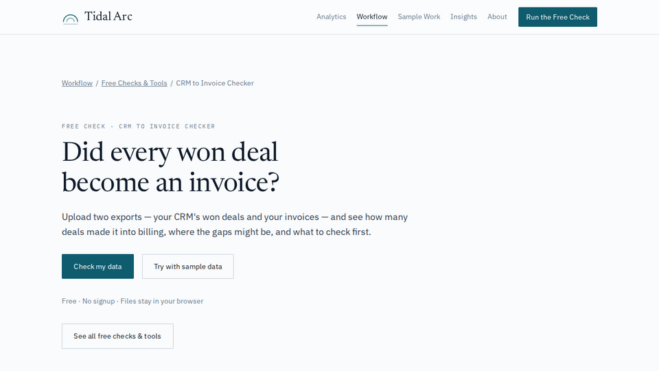 Screenshot of CRM-to-Invoice Checker
