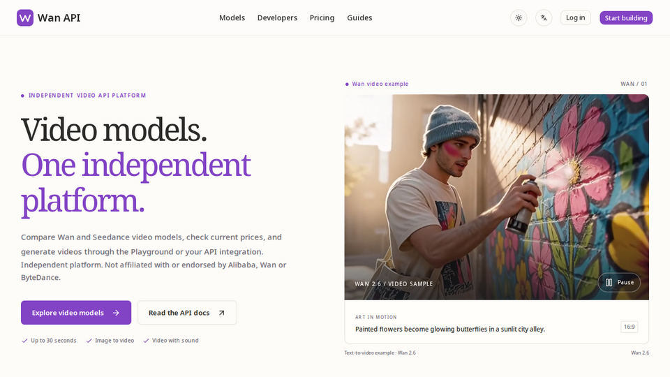 Screenshot of Wan API