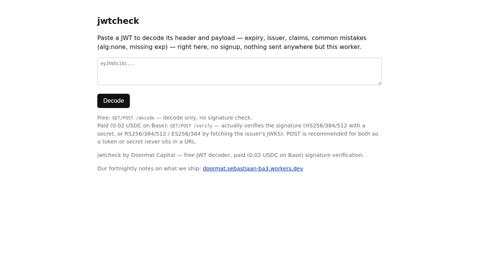 Screenshot of jwtcheck