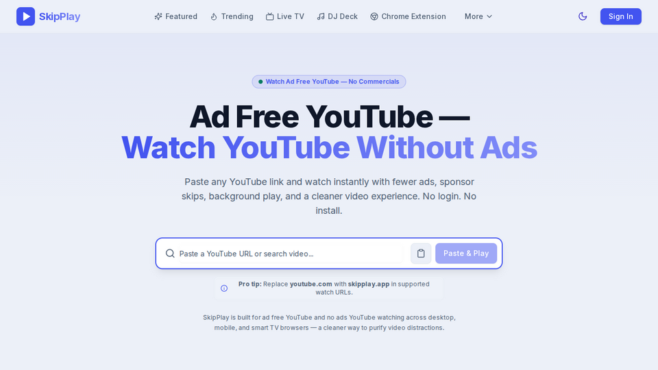 Screenshot of SkipPlay