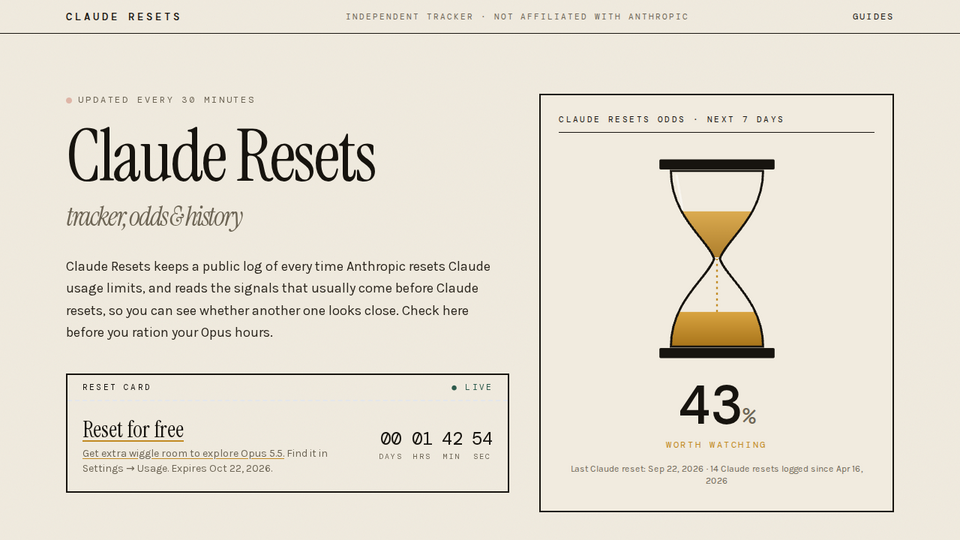 Screenshot of Claude Resets
