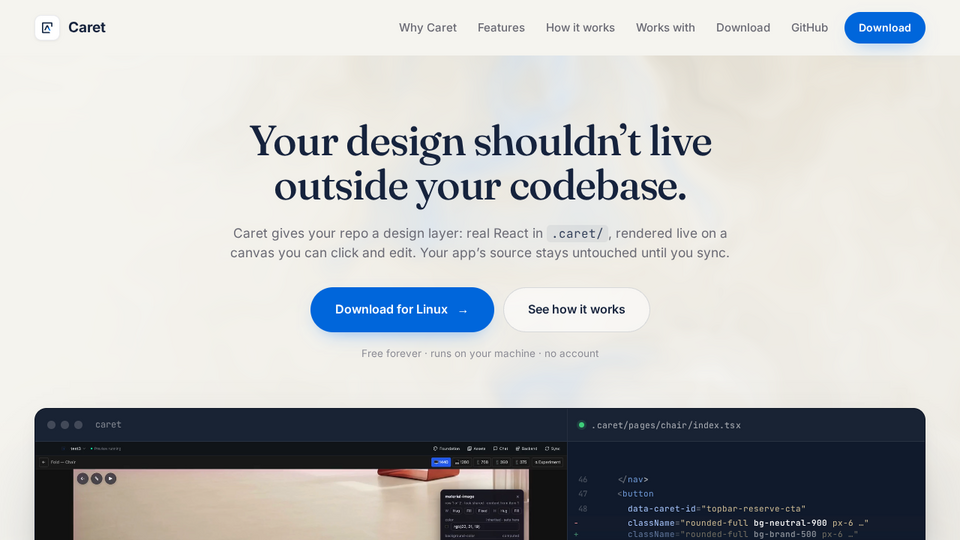 Screenshot of Caret