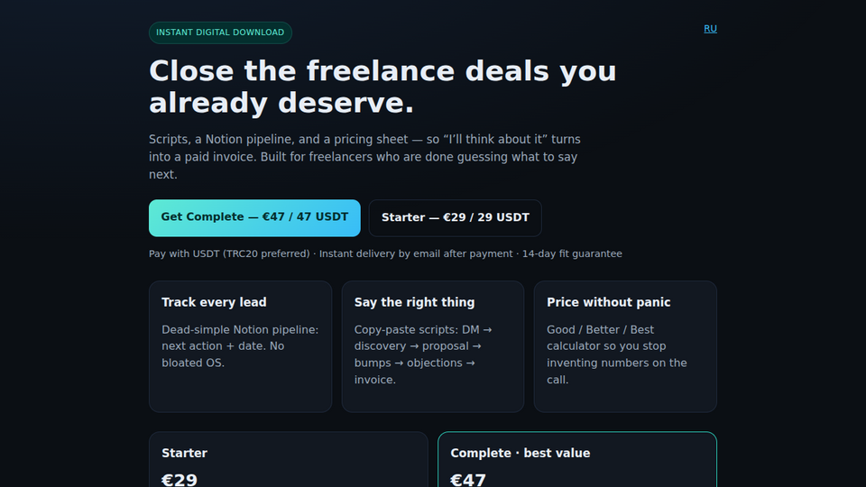 Screenshot of Client Closer Kit