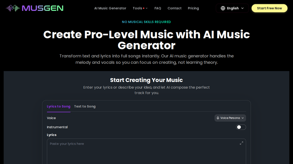 Screenshot of MusGen